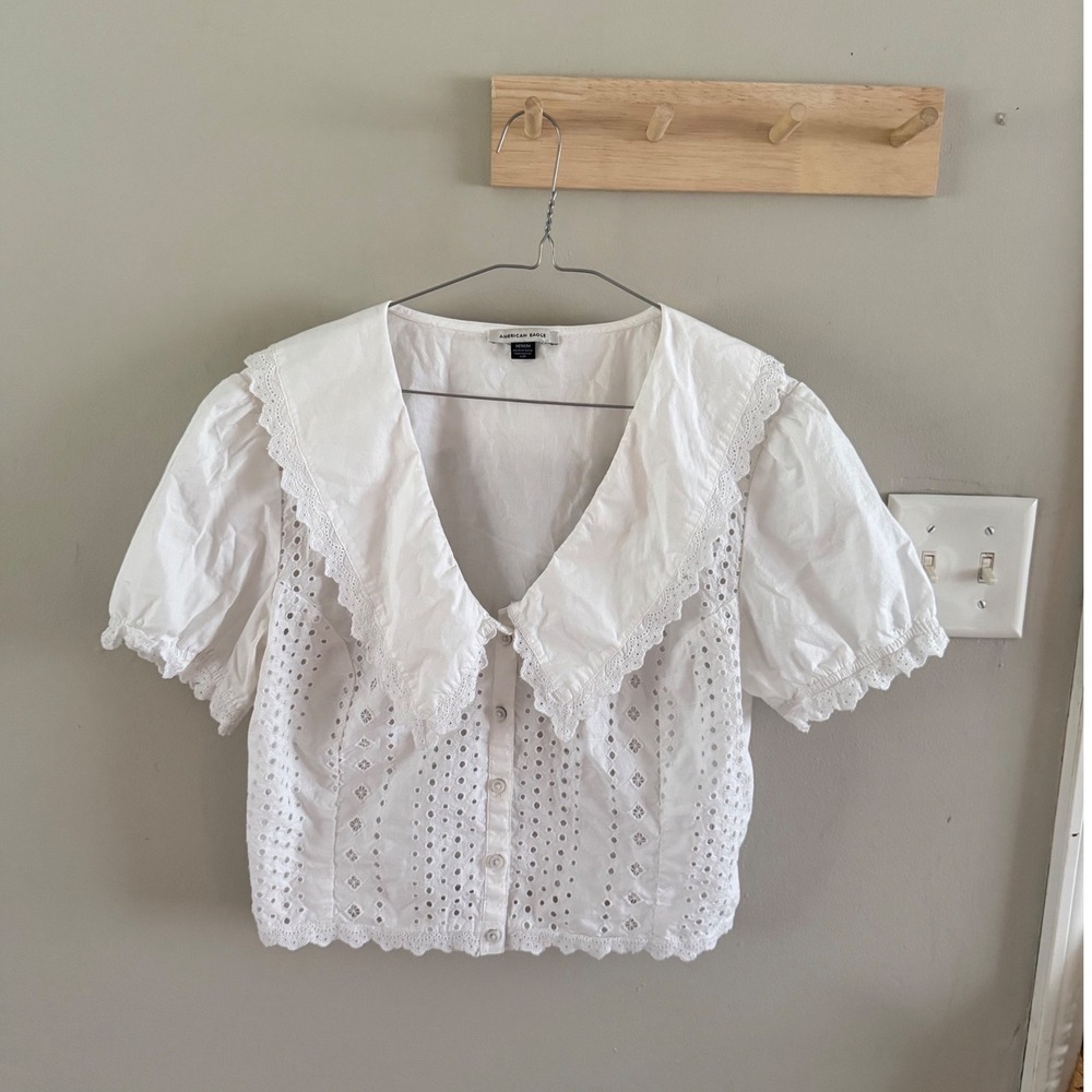 american eagle eyelet button down